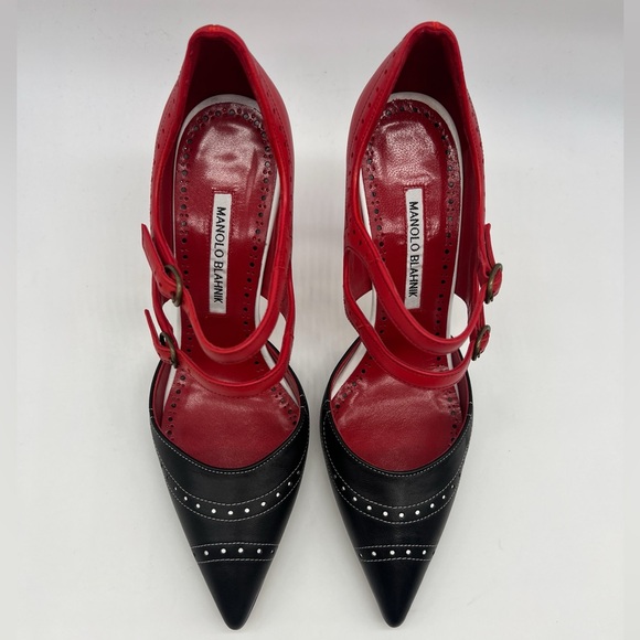 Manolo Blahnik Monzubo Bicolored Mary Jane Pumps - Picture 6 of 14